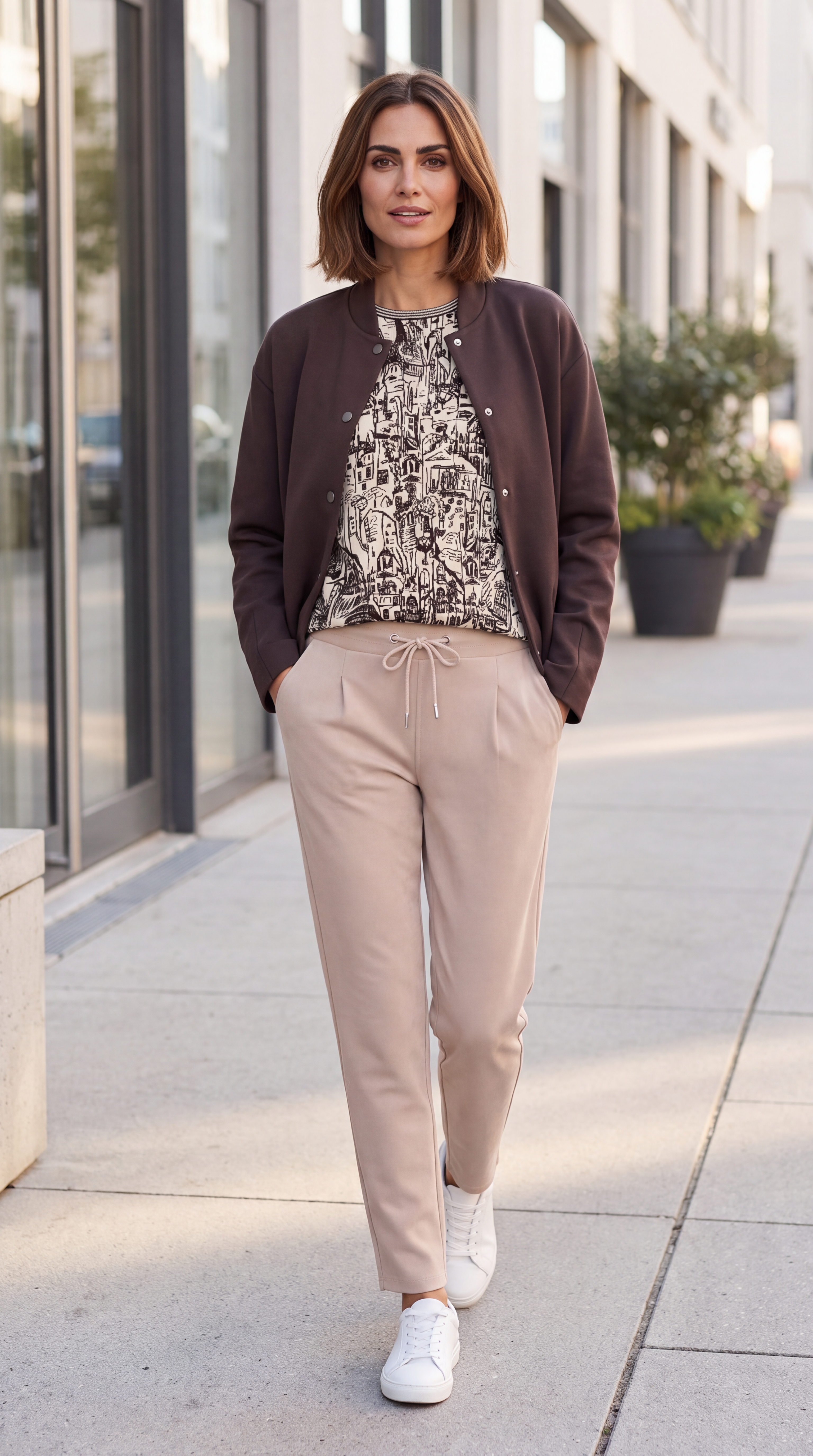 Dámske nohavice BROADWAY NYC FASHION REGULAR FIT WARM SAND 1